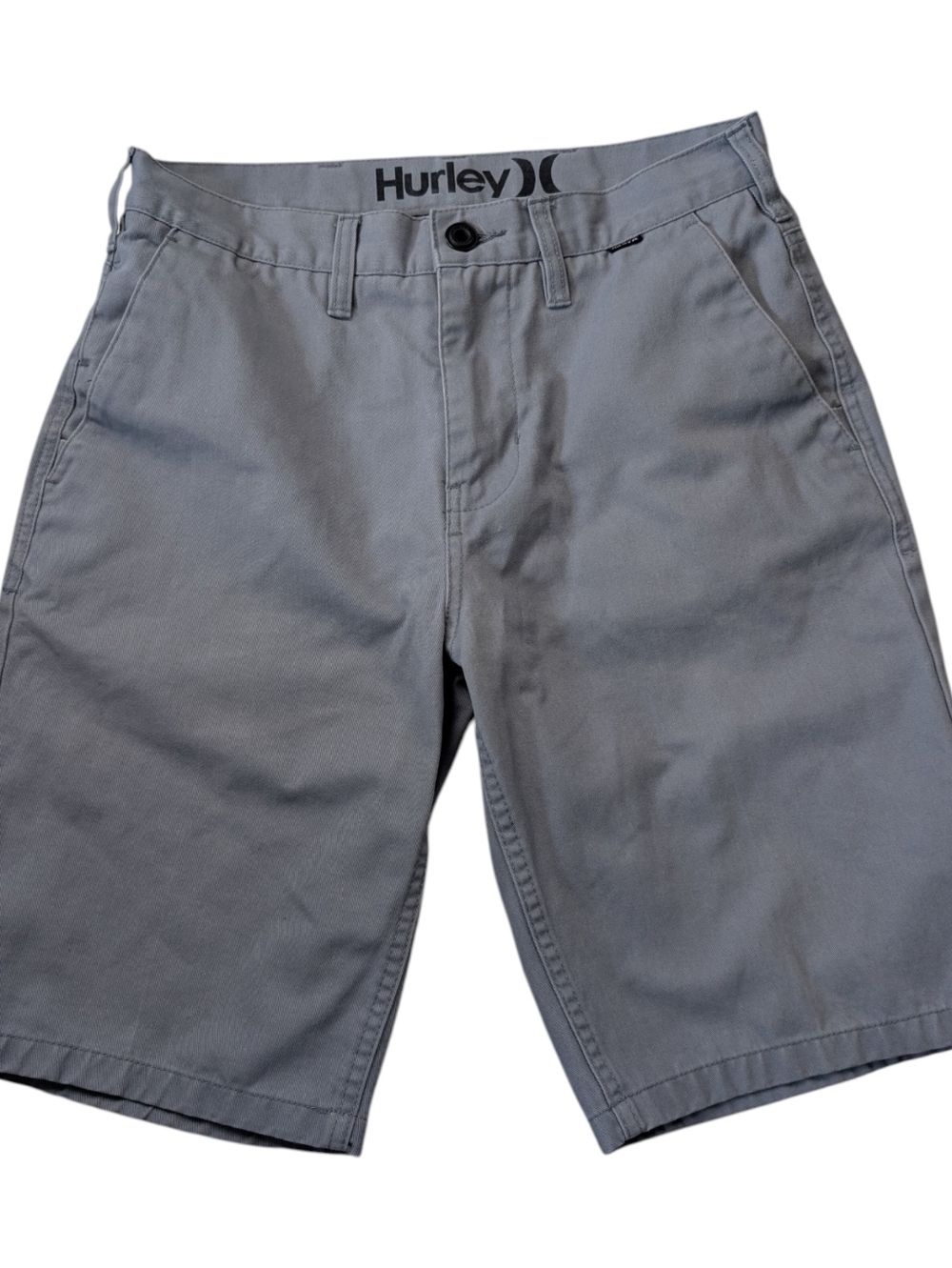 Hurley Men’s Gray Chino Shorts Size 28 Flat Front Casual Lightweight